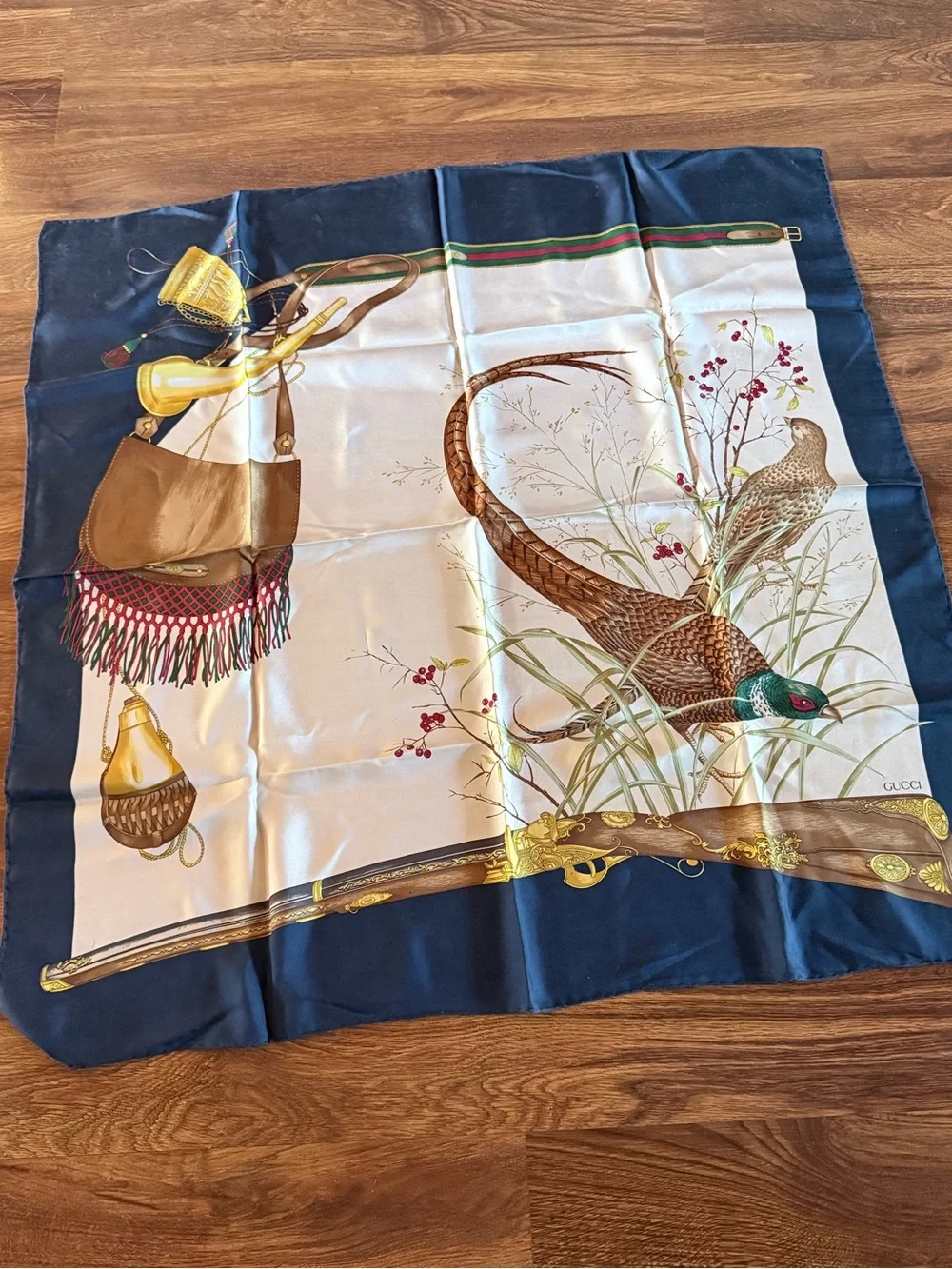 Gucci Pheasant Hunting Silk Scarf